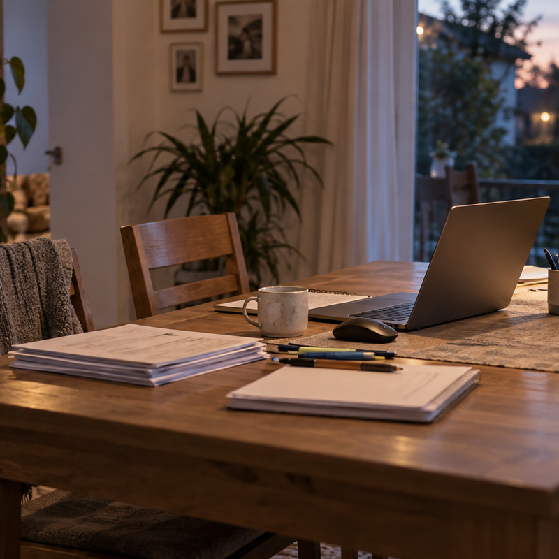 Kein eigenes Arbeitszimmer: So nutzen Lehrkräfte den Esstisch für Korrekturen und Unterrichtsvorbereitung
